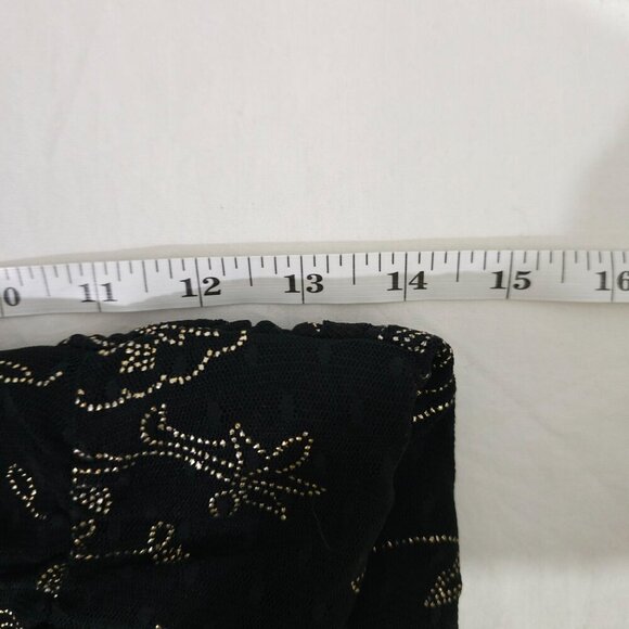 Black Gold Metallic Floral Sleeveless Tank Top With Rhinestone Strap Express S - Picture 9 of 9